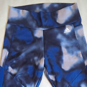 Adidas Women's Blue and Gray Tie-Dye Aeroready Leggings NWOT